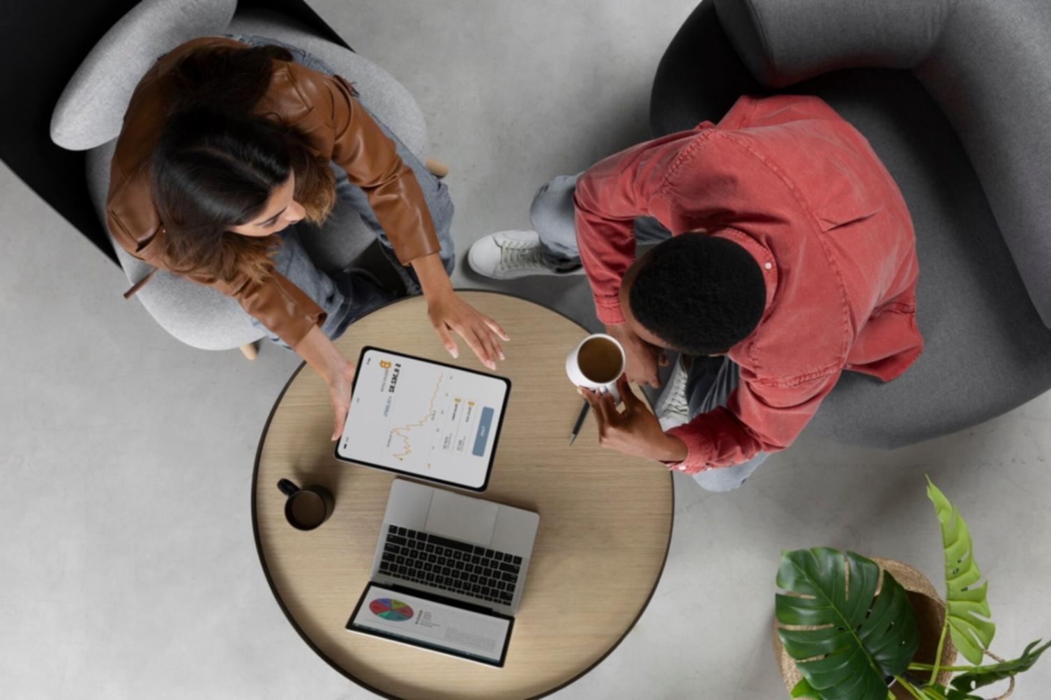 Team collaboration session with content strategy materials