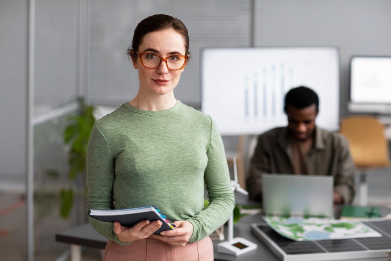 Modern office workspace with collaborative team environment